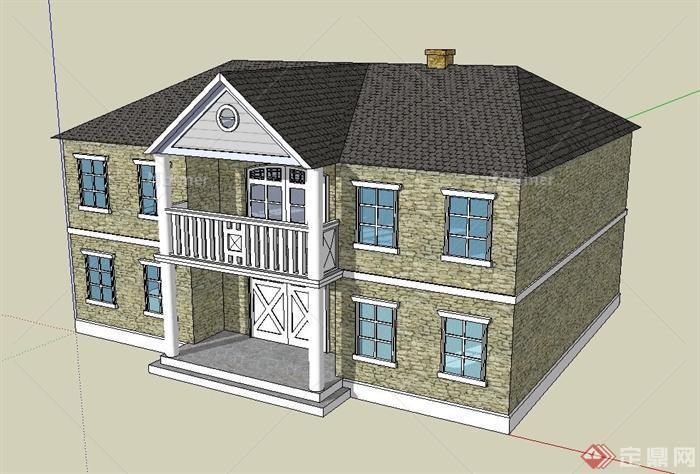 某2层别墅建筑设计SU模型