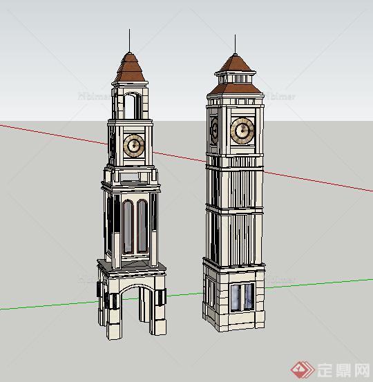 某欧式武平钟楼设计SU模型素材