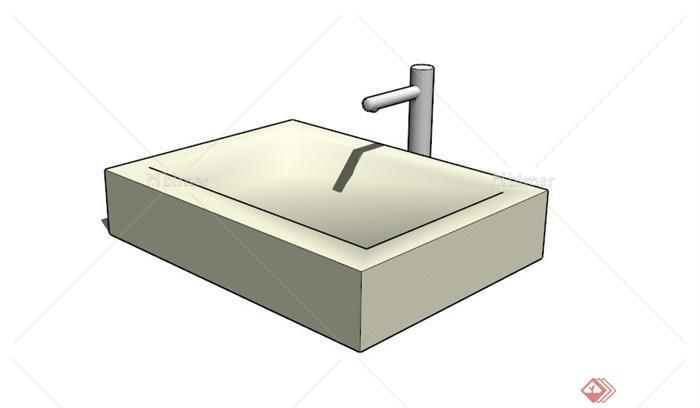 卫浴家具现代矩形洗手盆设计SU模型素材[原创]