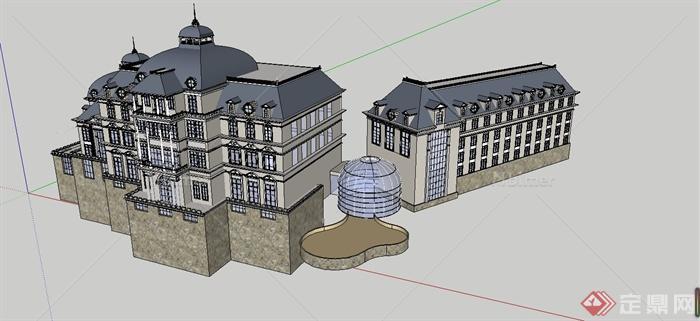某法国古堡建筑设计SU模型