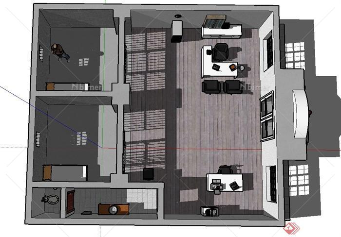 某欧式拘留所建筑室内家装设计SU模型