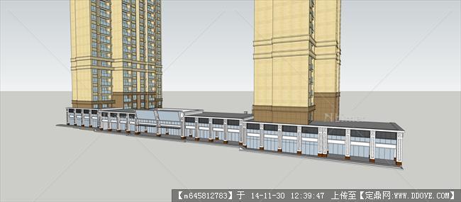 高层住宅+沿街商业建筑设计su模型