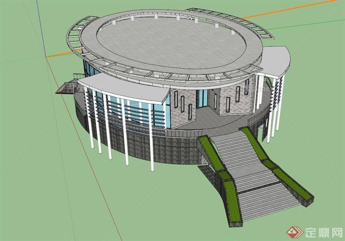 学校图书馆建筑设计SU模型