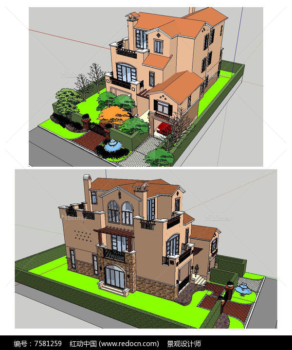 欧式别墅建筑草图大师SU模型