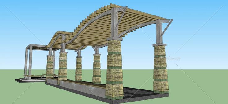景观-廊架(46409)su模型下载