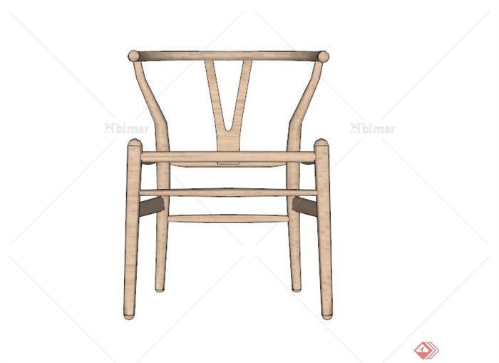 现代浅色木材椅子SU模型
