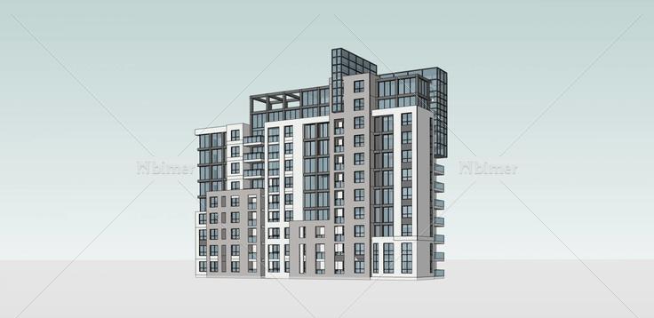 现代高层住宅楼(35510)su模型下载