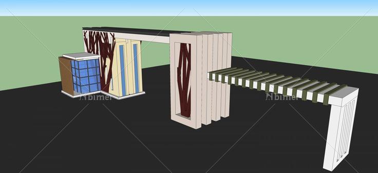现代小区大门(58548)su模型下载