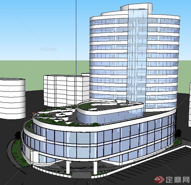 某现代风格小高层办公楼建筑设计SU模型