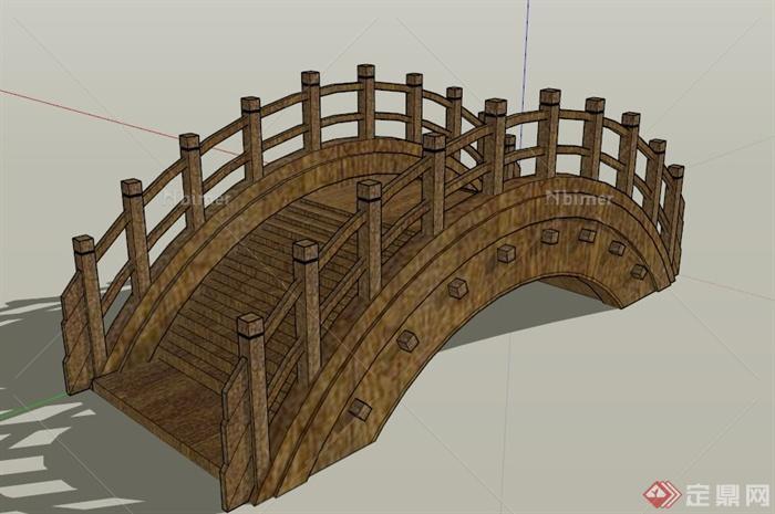 现代中式木拱桥设计SU模型[原创]