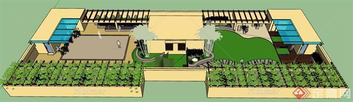 某屋顶花园景观设计SU模型1