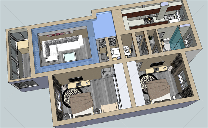 某现代风格住宅空间室内设计SU模型4