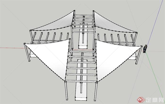 某十字形组合式廊架设计SU模型