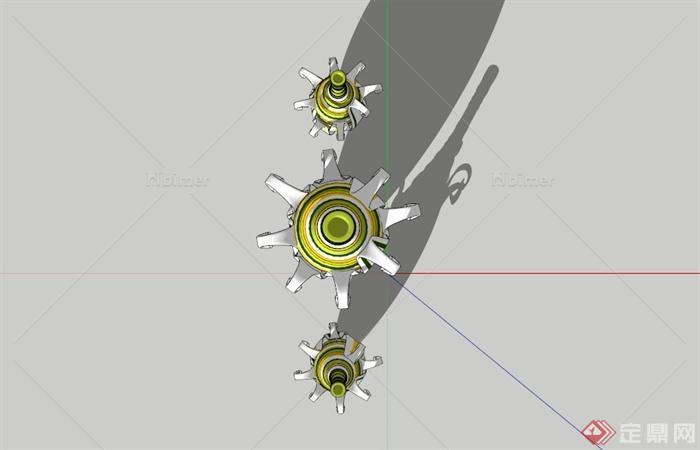 玉米状瓶子雕塑组合SU模型