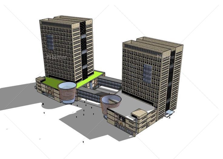 上海松江办公楼 高层办公楼su模型