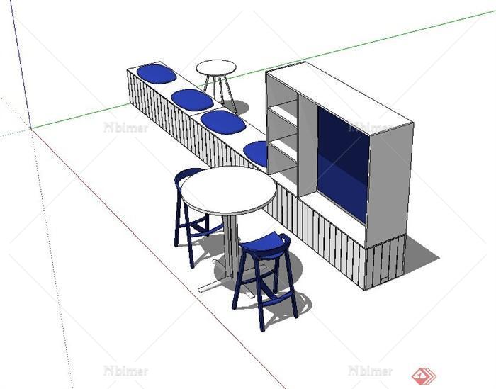 某现代办公空间桌凳、柜子设计su模型[原创]