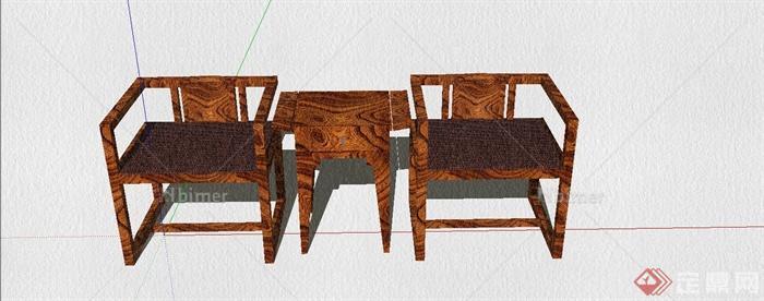古典中式风格对谈桌椅组合设计SU模型[原创]