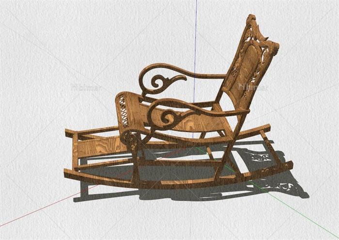 某古典中式风格详细精致摇摇椅设计su模型[原创]