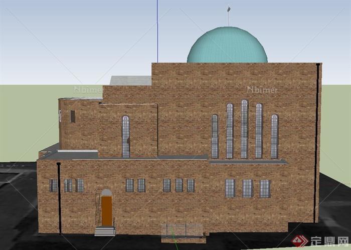 某两层穆斯林教堂建筑设计SU模型