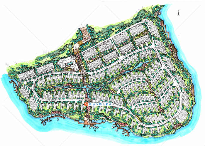 某临湖欧陆式别墅区建筑设计方案（含CAD总图、s