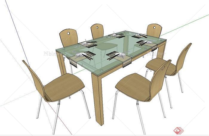现代简约风格餐桌椅设计SU模型