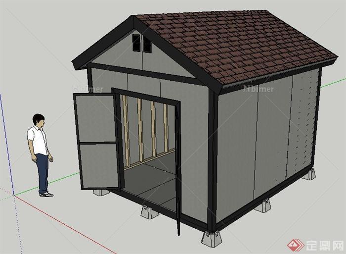 一间小仓库建筑设计SU模型