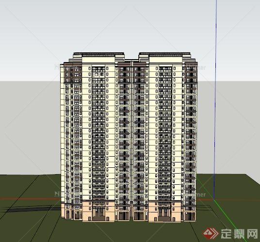 新古典某高层住宅建筑设计SU模型