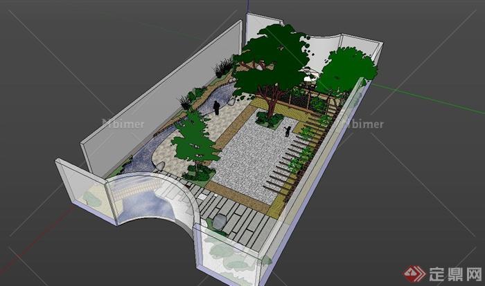 某现代风格别墅庭院景观规划设计SU模型[原创]