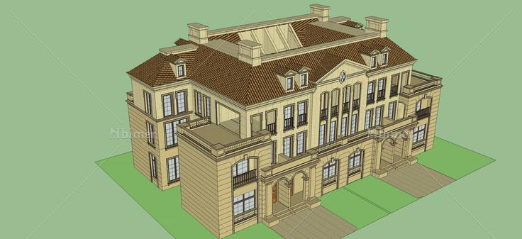 欧式联排别墅(47905)su模型下载
