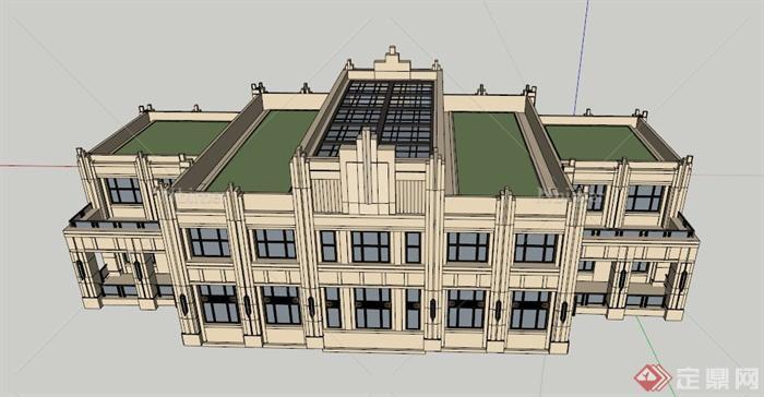 某新古典售楼会所建筑设计SU模型