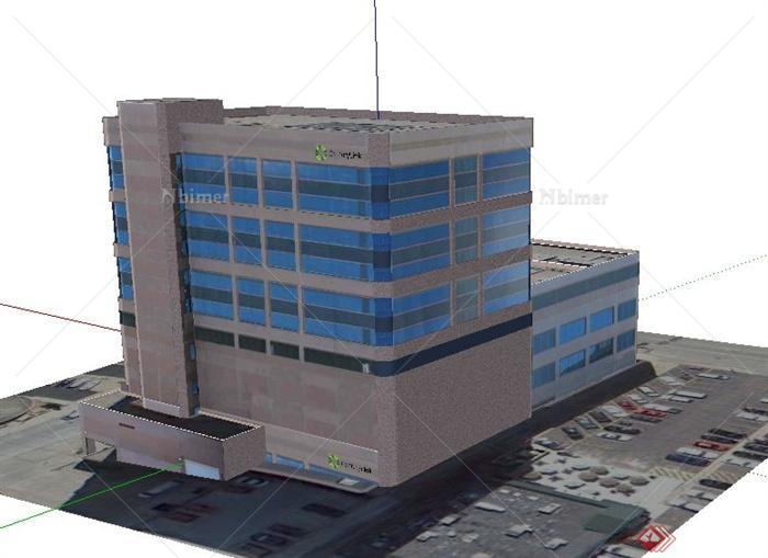 现代某多层电信公司办公楼建筑设计SU模型