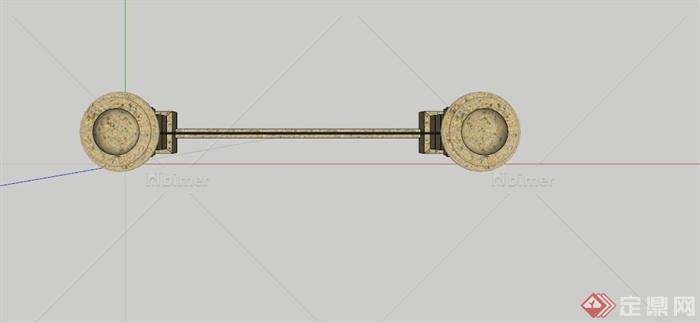 欧式铁艺石柱栏杆SU模型