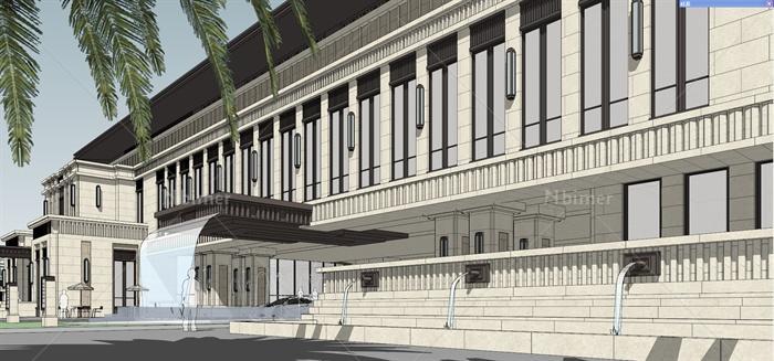 多层新古典会所建筑设计SU模型