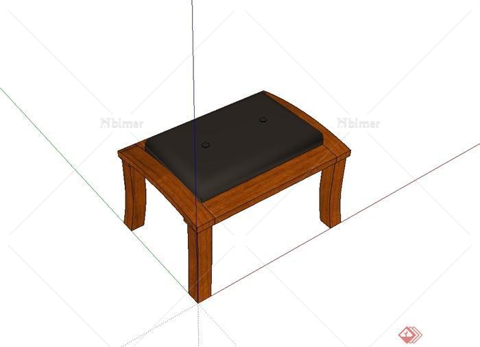 现代中式风格独特单体坐凳设计su模型[原创]
