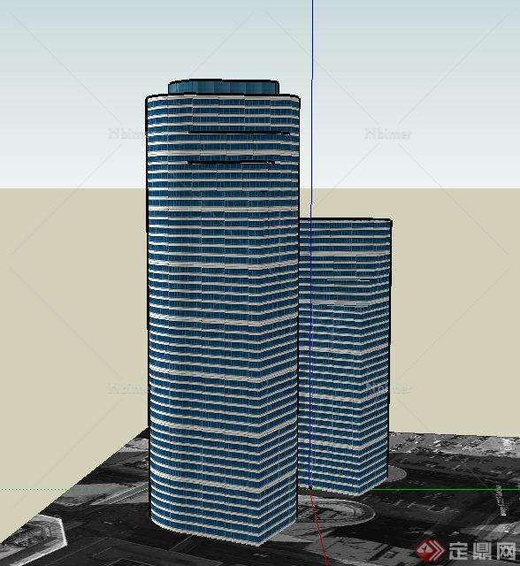 现代某两栋办公建筑设计SU模型