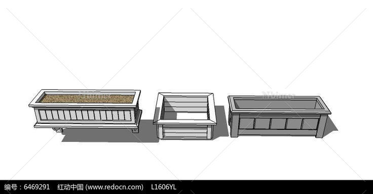 三款白色方形花箱