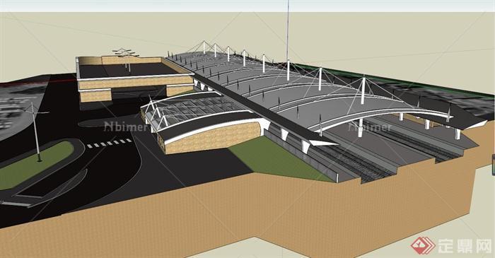 某铁轨车站建筑设计SU模型