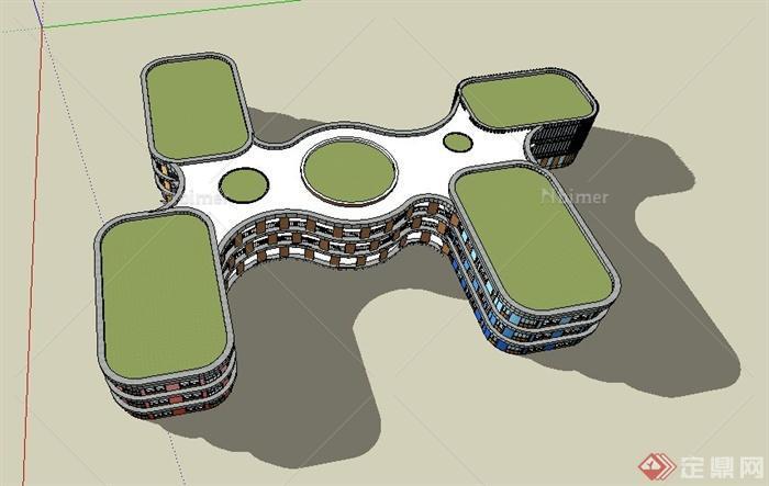某现代风格三层幼儿园学校建筑设计su模型