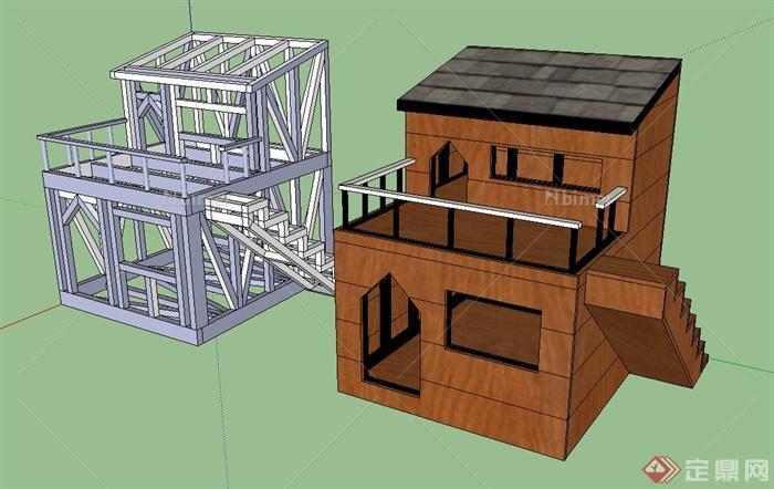 一个狗屋建筑设计SU模型