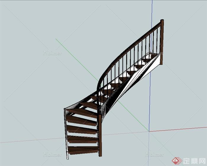 现代风格简约风格独特楼梯设计su模型[原创]