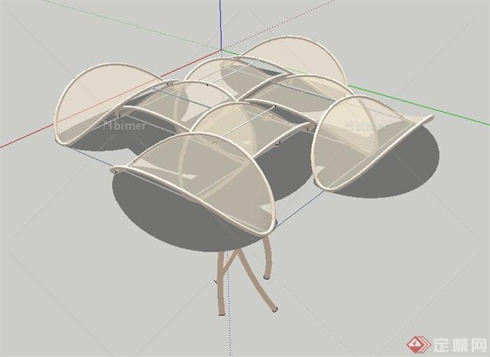 现代钢架结构廊架设计SU模型