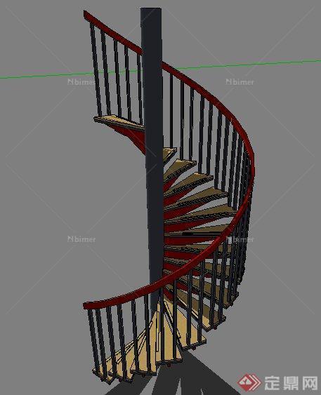室内一层半旋转楼梯设计SU模型