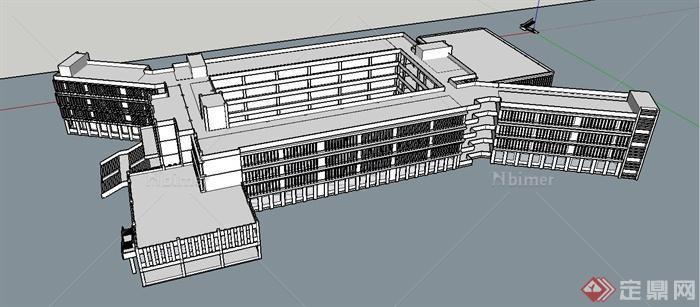 某现代四层小学教学楼建筑设计SU模型