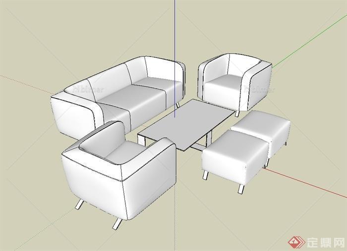 现代风格客厅沙发茶几组合设计su模型[原创]