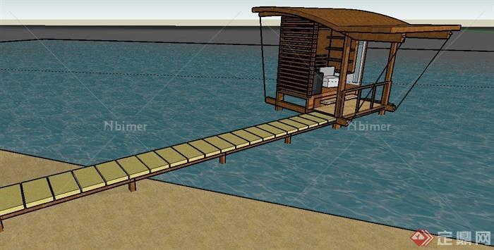 园林景观休息亭及栈道SU模型