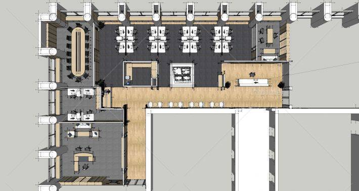 现代风格办公空间 室内(71848)su模型下载