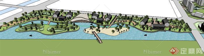 某现代湖滨公园景观设计方案su模型