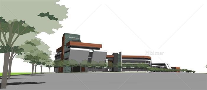 某大学教学楼组团建筑设计SU模型[原创]