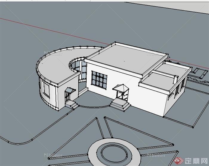 某现代风格单层小餐厅建筑设计su模型