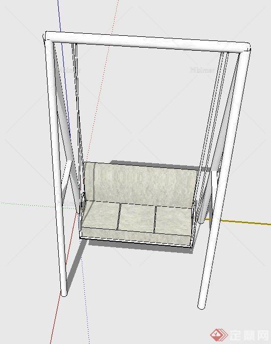 现代室外钢架结构秋千椅设计SU模型[原创]